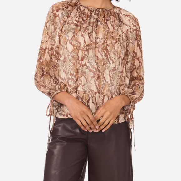 Parker Brown and Tan Snake Print Blouse - Picture 2 of 7